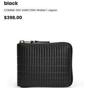 Comme des Garcons Black Quilted Zip Wallet with Gold Hardware